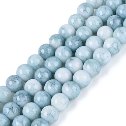 Светло-Голубой Нити из непрозрачных стеклянных бусин с эффектом омбре и потрескавшимся покрытием, круглые, окрашенные, Небесно-голубой, 6~6.5 мм, отверстие : 0.8~1 мм, около 138~146 шт / нитка, 29.92~31.89 дюйм (76~81 см)