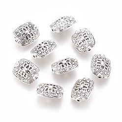Antique Silver Tibetan Style Alloy Beads, Lead Free & Cadmium Free, Rectangle, Antique Silver, about 11mm wide, 13mm long, 6.5mm thick, hole: 1.5mm