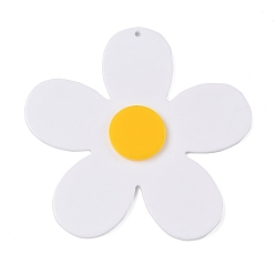 Белый Акриловые большие подвески, формы цветка, белые, 75x77x4.5 мм, отверстие : 2 мм