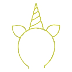 Yellow Luminous Plastic Headbands, Unicorn, Yellow, 140x125mm