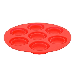 Красный Портативная складная фритюрница, силиконовые формы для кексов, 7 чашки, форма для кексов с антипригарным покрытием, плоско-круглые, красные, 180x30 мм