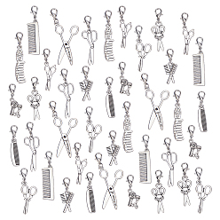 Античный Серебристый & Платиновый 40шт 10 стиль сплав подвесные украшения, Сплав с застежками когтя омара, разнообразные, старинное серебро и платина, 33~54 мм