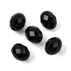 Negro K 9 cuentas de vidrio, imitación de vidrio cuentas de cristal austriaco, oval, facetados, negro, 8x6 mm, agujero: 1.2~1.4 mm