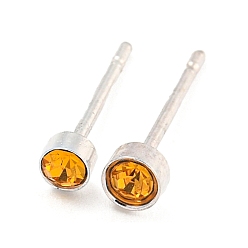 Шоколадный Серьги-гвоздики из латуни с микропаве и кубическим цирконием, покрытие стойки, без кадмия и без свинца, долговечный, плоско-круглые, цвет шоколада, 3 мм