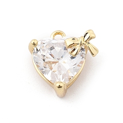 Настоящее золото 14K Латунные микро проложить кубического циркония подвески, без кадмия, без никеля и без свинца, сердце прелести, реальный 14 k позолоченный, 13.5x13x7.5 мм, отверстие : 1.4 мм