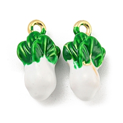 Vegetables Латунь эмаль подвески, без кадмия, без никеля и без свинца, реальный 18 k позолоченный, Китайская капуста, 16x9x7 мм, отверстие : 1.6 мм