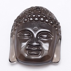 Obsidian Natural Ice Crystal Obsidian Carven Pendants, Buddha, 46x36.5x12mm, Hole: 1mm
