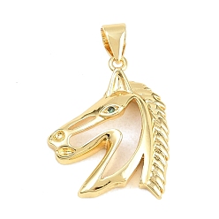 Настоящее золото 18K Латунные микро проложить кубического циркония подвески, лошадь очарование, прозрачные, реальный 18 k позолоченный, 21x17x5 мм, отверстие : 4x3.5 мм