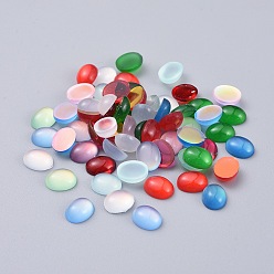 Mixed Color Translucent Resin Cabochons, Oval, Mixed Color, 9.5~10x8x4mm