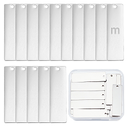 Нержавеющая Сталь Цвет 201 подвески из нержавеющей стали, пустая бирка с зеркальной полировкой, прямоугольные, цвет нержавеющей стали, 45x13x1 мм, отверстие : 2 мм