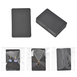 Черный 100шт. прямоугольные картонные демонстрационные карточки, с 100 целлофановыми пакетами OPP, чёрные, 9x6 см