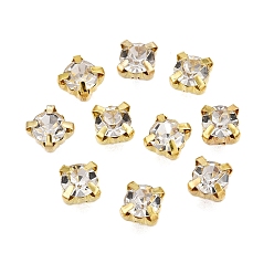 Золотой Шить на горный хрусталь, многожильных ссылки, стекло горный хрусталь, с настройками латуни, аксессуары для одежды, золотые, 5.8~6x5 мм, о 720 шт / мешок.