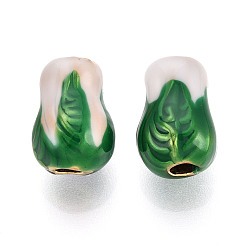 Настоящее золото 18K Ионное покрытие (IP) 304 шарики из эмали из нержавеющей стали, Китайская капуста, реальный 18 k позолоченный, 12x8~8.5x8~8.5 мм, отверстие : 2.5 мм