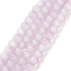 Голубой Выпечки нарисованных стеклянных бусин прядей, имитация Opalite, круглые, голубой, 6 мм, отверстие : 1.2 мм, около 134 шт / нитка, 30~30.01'' (76.2~76.4 см)