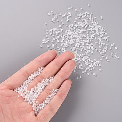 Clear 12/0 Grade A Round Glass Seed Beads, Transparent Frosted Style, Clear, 2x1.5mm, Hole: 0.8mm, 30000pcs/bag