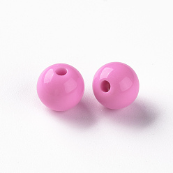 Hot Pink Opaque Acrylic Beads, Round, Hot Pink, 10x9mm, Hole: 2mm, about 940pcs/500g