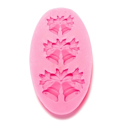 Hot Pink Christmas Bell Fondant Molds, Food Grade Silicone Molds, For DIY Cake Decoration, Chocolate, Candy, UV Resin & Epoxy Resin Craft Making, Hot Pink, 86x50x12mm, Bell: 16x23mm, 22x30mm, 28x37mm