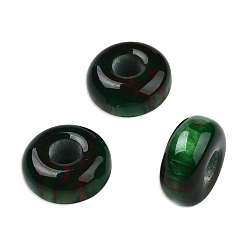 Sea Green Resin European Beads, Large Hole Bead, Imitation Gemstone, Flat Round, Sea Green, 14x6.5mm, Hole: 4.6~4.8mm