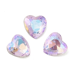 Светло-витражный Стеклянные стразы кабошоны, плоская задняя и задняя, граненые, сердце, витражный свет, 8x8x4 мм