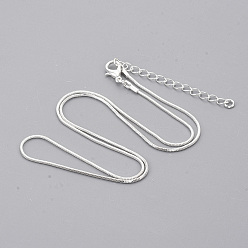 Серебро Изготовление колье из латуни, с карабин-лобстерами , серебряный цвет гальваническим, 18.5 дюйм (47.2 см), 1 мм