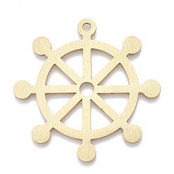 Golden Aluminium Big Pendants, Laser Cut Big Pendants, Helm, Golden, 50x1mm, Hole: 3mm