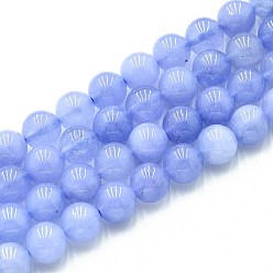 Васильковый Природного кварца нитей бисера, окрашенные, круглые, имитация аквамарин, васильковый, 8~8.5 мм, отверстие : 0.9~1 мм, около 45~47 шт / нитка, 14.96~15.35 дюйм (38~39 см)