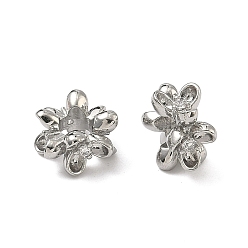 Платина Бусины из прозрачного кубического циркония в форме цветка, латунь., большое отверстие шарик, без кадмия и без свинца, стойки покрытие, долговечный, платина, 13x7.5 мм, отверстие : 5 мм