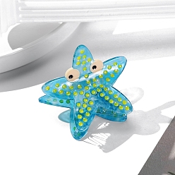 Темно-Голубой Акриловые заколки для волос на когтях, для женщин девушек, морская звезда, глубокое синее небо, 65x60 мм