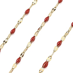 Красный Ионное покрытие (ip) 304 цепи из нержавеющей стали, с эмалью, пайки, с катушкой, красные, 11x2~2.5x2~2.5 мм, около 32.81 футов (10 м) / рулон