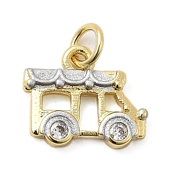 Настоящее золото 18K Латунные подвески, с кубического циркония и эмали, прелести автомобиля, долговечный, без свинца и без кадмия, с целью перехода в кольце, стойки покрытие, реальный 18 k позолоченный, 11.5x13.5x2 мм, отверстие : 3.5 мм