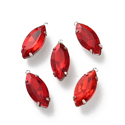 Светло-сиамский Горный хрусталь подвески, с латунной фурнитурой , лошадиный глаз , Light Siam, 16.5x7x5.5 мм, отверстие : 1.2 мм