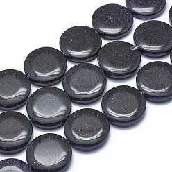 Синий Драгоценный Камень Синтетический синий авантюрин бисер нитей, плоско-круглые, 25x6.5 мм, отверстие : 1 мм, около 16 шт / нитка, 15.3 дюйм (39 см)