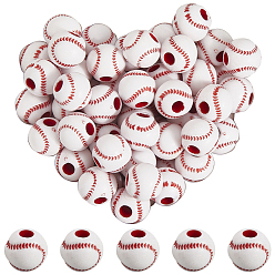 Белый 200 шт. непрозрачные акриловые круглые бусины, бейсбол, белые, 11.5x10.5 мм, отверстие : 4 мм