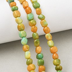 Vert Jaune Teints naturels blanches perles de jade brins, nuggets, pierre tombée, vert jaune, 5~6.5x5~6.5x4~5.5mm, Trou: 0.8mm, Environ 64~66 pcs/chapelet, 15.75'' (40 cm)