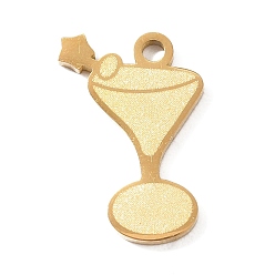 Golden 304 Stainless Steel Pendants, Drink with Star Charms, Hand Polished, Ion Plating(IP), Golden, 18x12x1.4mm, Hole: 1.8mm