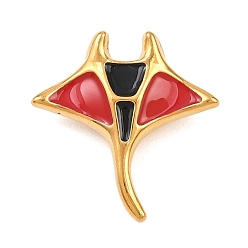 Красный 304 нержавеющей стальной эмали подвески, амулеты манта скат, золотые, красные, 30.5x30x9.5 мм, отверстие : 4x8 мм