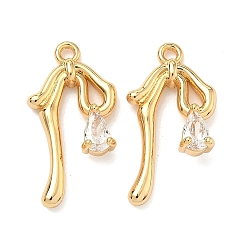 Прозрачный Латунные микро проложить кубического циркония подвески, узел прелести, без никеля , реальный 18 k позолоченный, прозрачные, 20x10.5x4 мм, отверстие : 1.4 мм