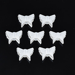 Creamy White ABS Plastic Imitation Pearl Beads, Butterfly, Creamy White, 8x10x3mm, Hole: 1.5mm, about 3700pcs/500g