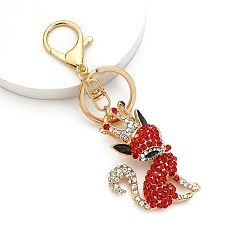 Сиамский Брелки из цинкового сплава, со стразами, лиса, Сиам, Кулон : 70x45 мм