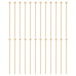 Настоящее золото 18K 150 шт. Латунные штифты с шаровой головкой, для изготовления ювелирных изделий, реальный 18 k позолоченный, 30x0.6 мм, 22 датчик, Руководитель: 2 mm