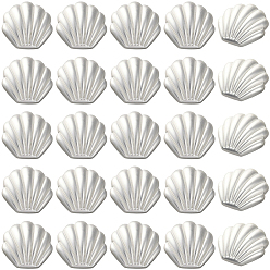 Матовый Серебристый Цвет 38 шт. 1 пуговицы из сплава с отверстиями, формы раковины, матовый серебристый цвет, 17x17.5x8.5 мм, отверстие : 2 мм