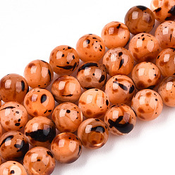 Коралловый Окрашенные нити из натуральных пресноводных ракушек, с покрытием AB цвета, окрашенные, круглые, коралл, 5 мм, отверстие : 0.6 мм, около 72~81 шт / нитка, 14.25~15.35 дюйм (36.2~39 см)