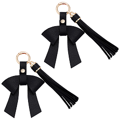 Черный 2 шт. подвесные украшения из искусственной кожи, литыми кольцами, чёрные, 135 мм