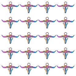 Rainbow Color 20подвески из сплава с гальванопокрытием, без кадмия и без свинца, крупный рогатый скот, Радуга цветов, 31x46x5 мм, отверстие : 5 мм