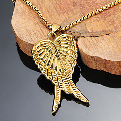 Золотой 304 подвесные из нержавеющей стали ожерелья, крыло, для мужчин и женщин, золотые, 23.62 дюйм (60 см)
