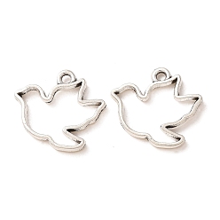 Antique Silver Tibetan Style Alloy Pendants, Dove Charms, Antique Silver, 17.5x19x2mm, Hole: 1.8mm, 1053pcs/1000g