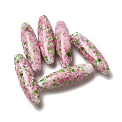 Разноцветный Нормальная бусины, спагетти шарики, овал с крапинками, красочный, 41~42x12 мм, отверстие : 2 мм