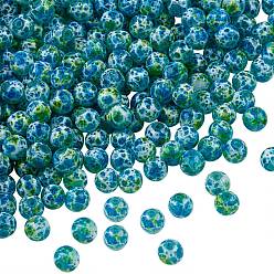 Dark Sea Green 2 Strands Spray Painted Glass Beads Strands, Round, Dark Sea Green, 8.5mm, Hole: 1.5mm, about 105pcs/strand, 31.89 inch(81cm)