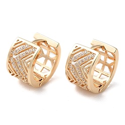 Light Gold Rack Plating Brass Micro Pave Cubic Zirconia Thick Hoop Earrings, Hollow, Light Gold, 14.5x9.5mm