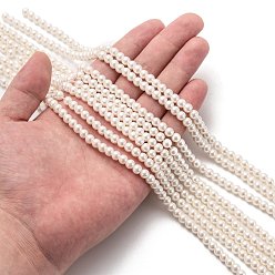 Floral White Eco-Friendly Dyed Glass Pearl Beads Strands, Grade A, Round, Cotton Cord Threaded, Floral White, 6mm, Hole: 1.2~1.5mm, about 70pcs/strand, 15.7 inch